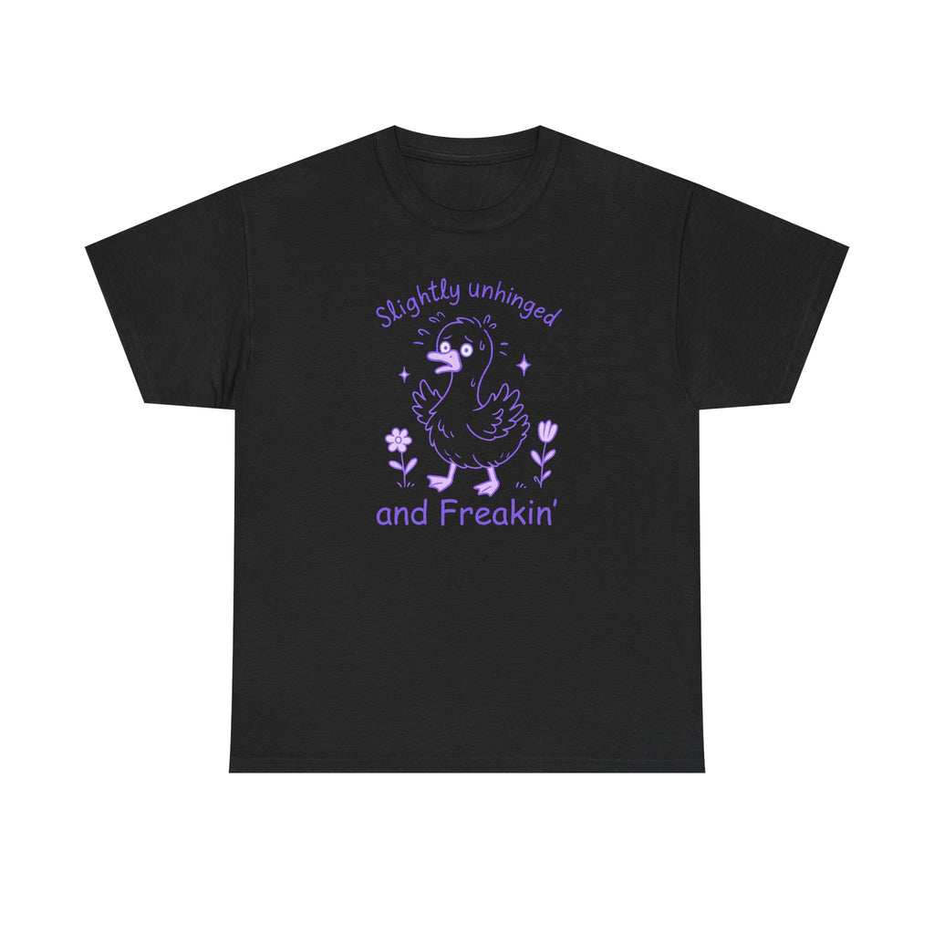 Slightly Unhinged and Freakin’ Goose T-Shirt – Chaotic Funny Animal Shirt with Custom Option, Unisex Tee, Humorous Graphic Shirt, Quirky Gift for Nature Lovers, Goose Lover Apparel