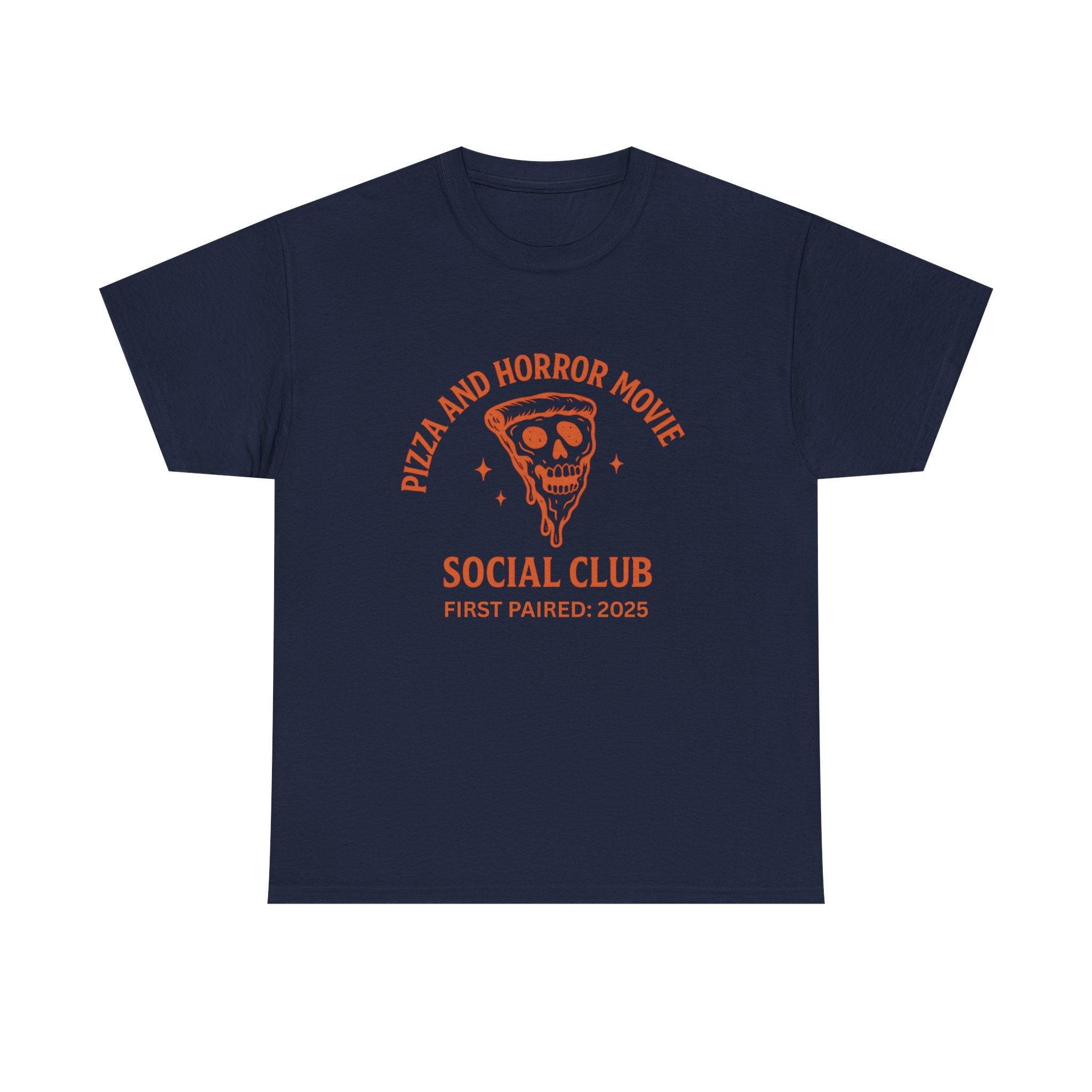 Pizza and Horror Movie Social Club Shirt – Fake Club Tee with Optional Custom Year