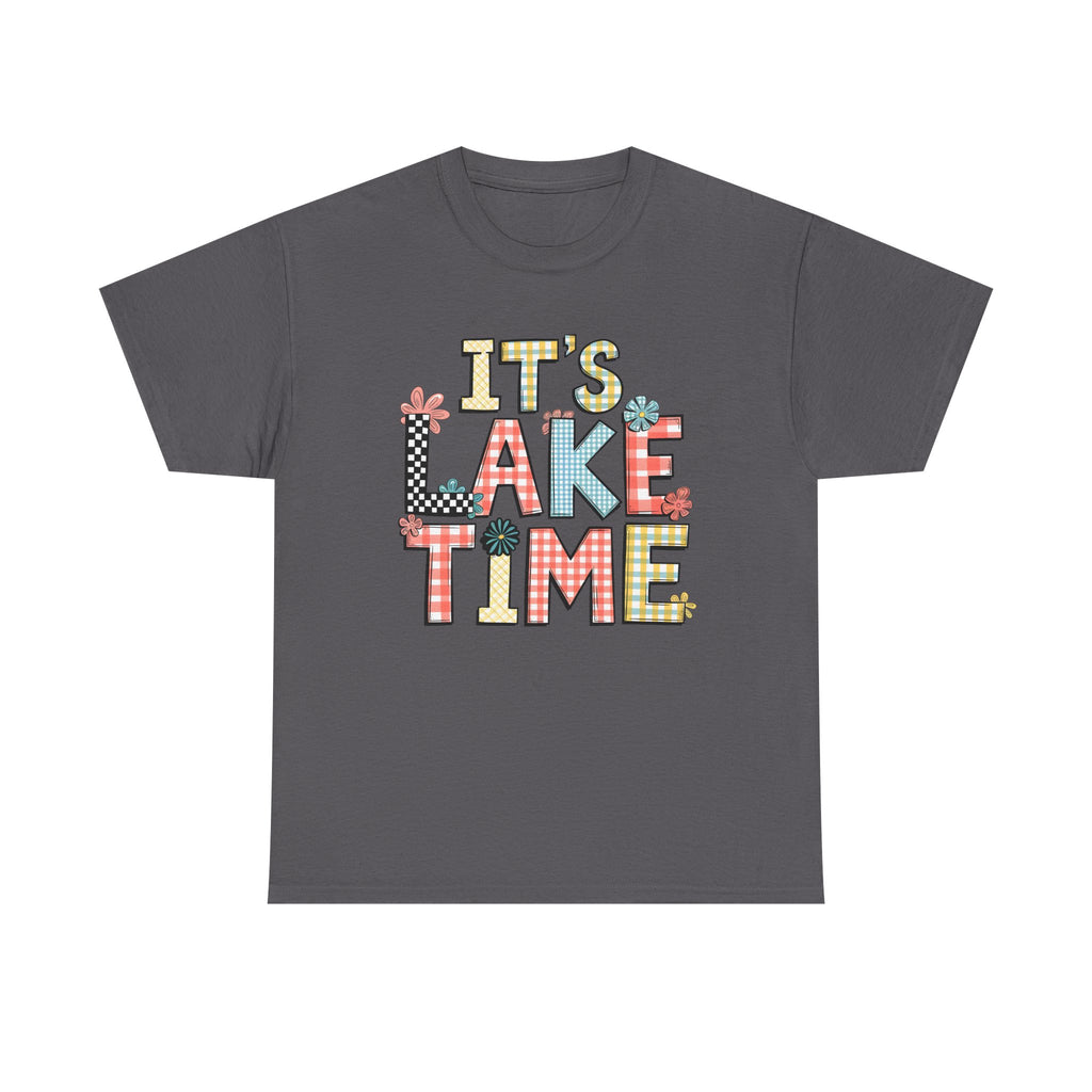 Lake Time Unisex Heavy Cotton Tee, Summer Vacation Shirt, Casual Lakewear, Outdoor Adventure T-Shirt, Gift for Lake Lovers
