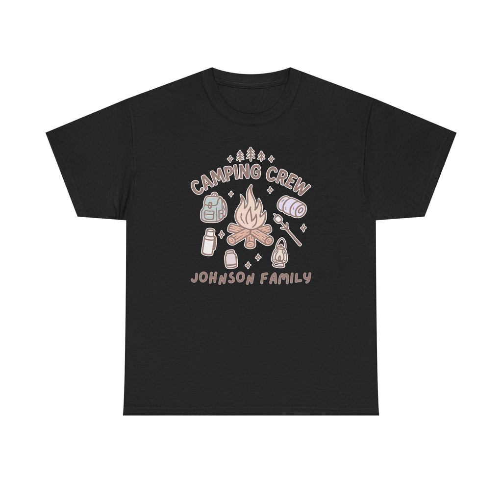 Camping Crew Shirt with Custom Family Name – Campfire Group Tee for Family Trip, Reunion, Outdoors