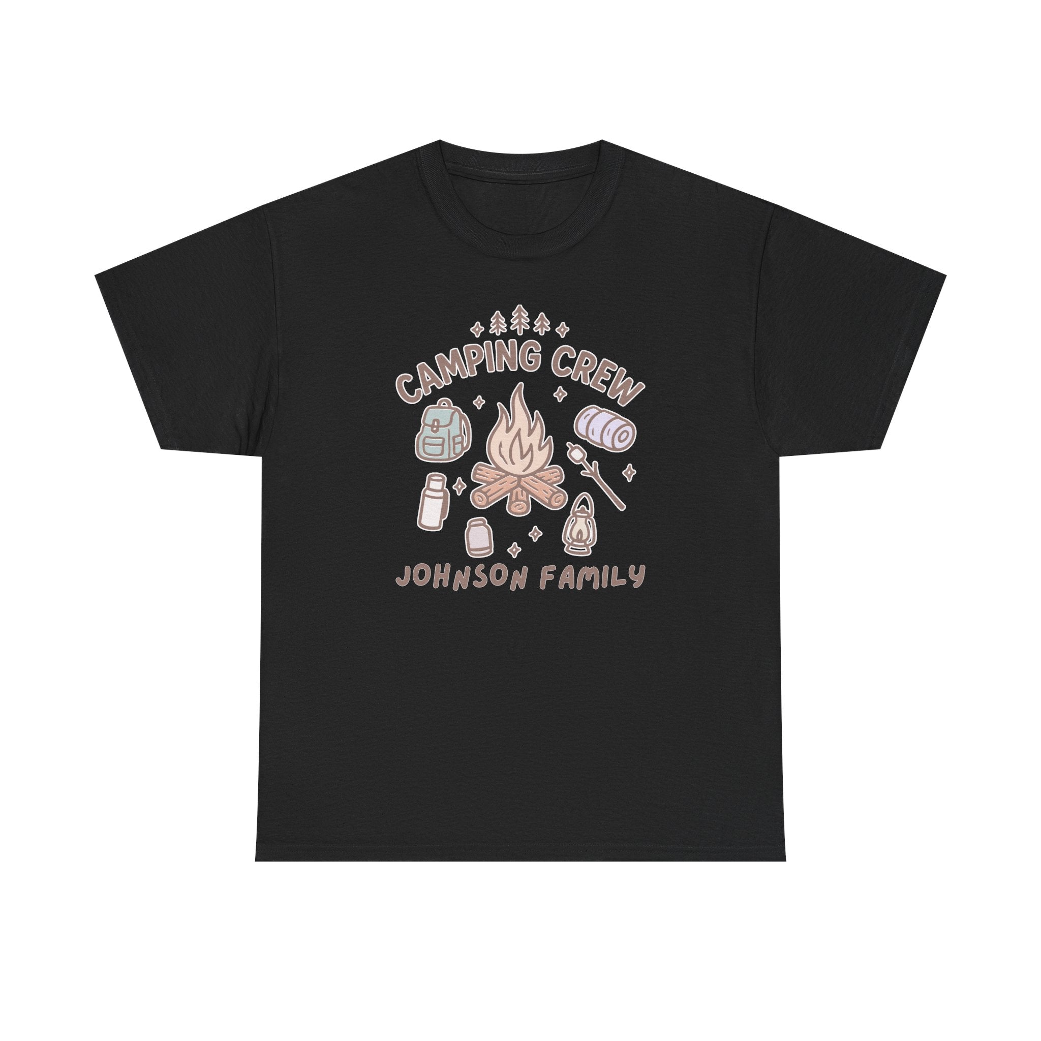 Camping Crew Shirt with Custom Family Name – Campfire Group Tee for Family Trip, Reunion, Outdoors