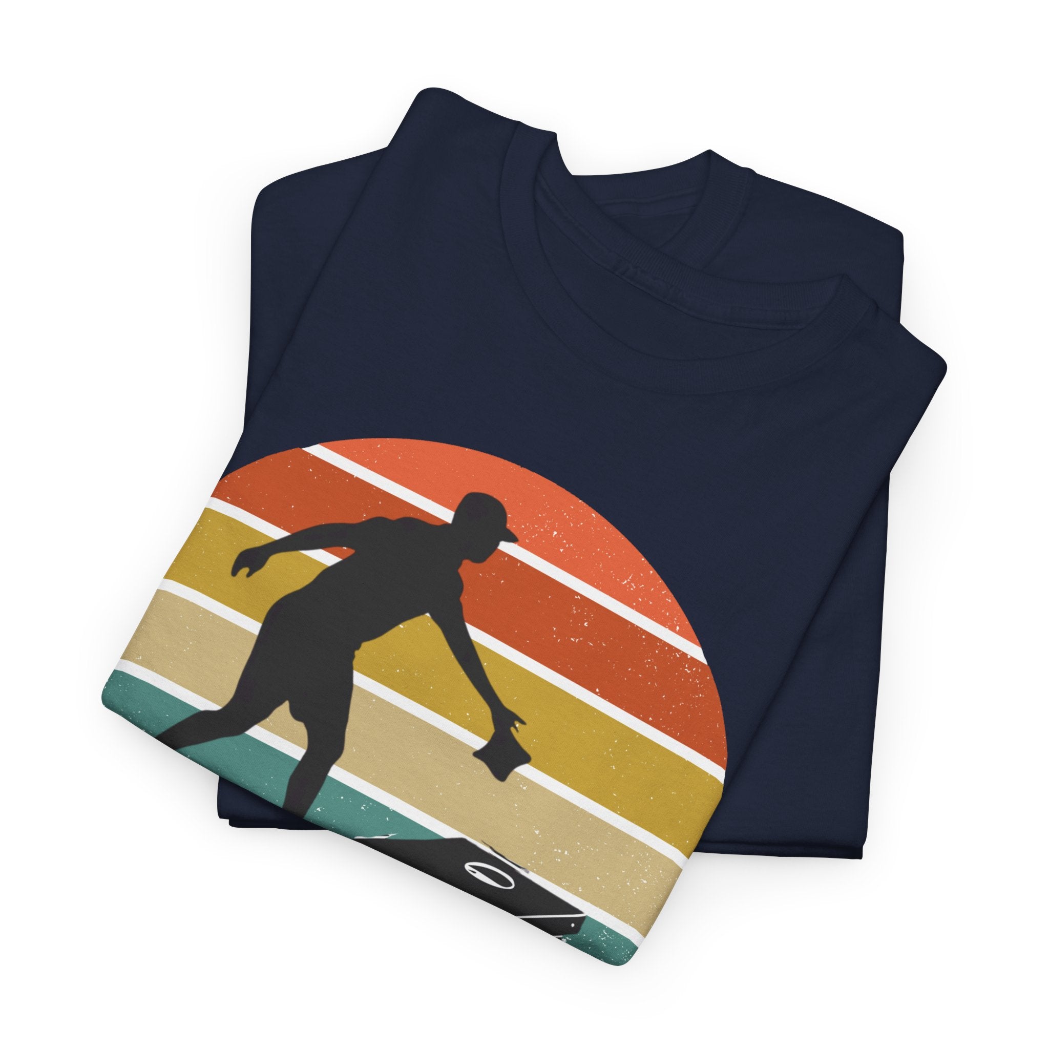 Personalized CornHole Tee Retro Sunset Design Add Custom Name Outdoor Lover Gift Get Together Shirt