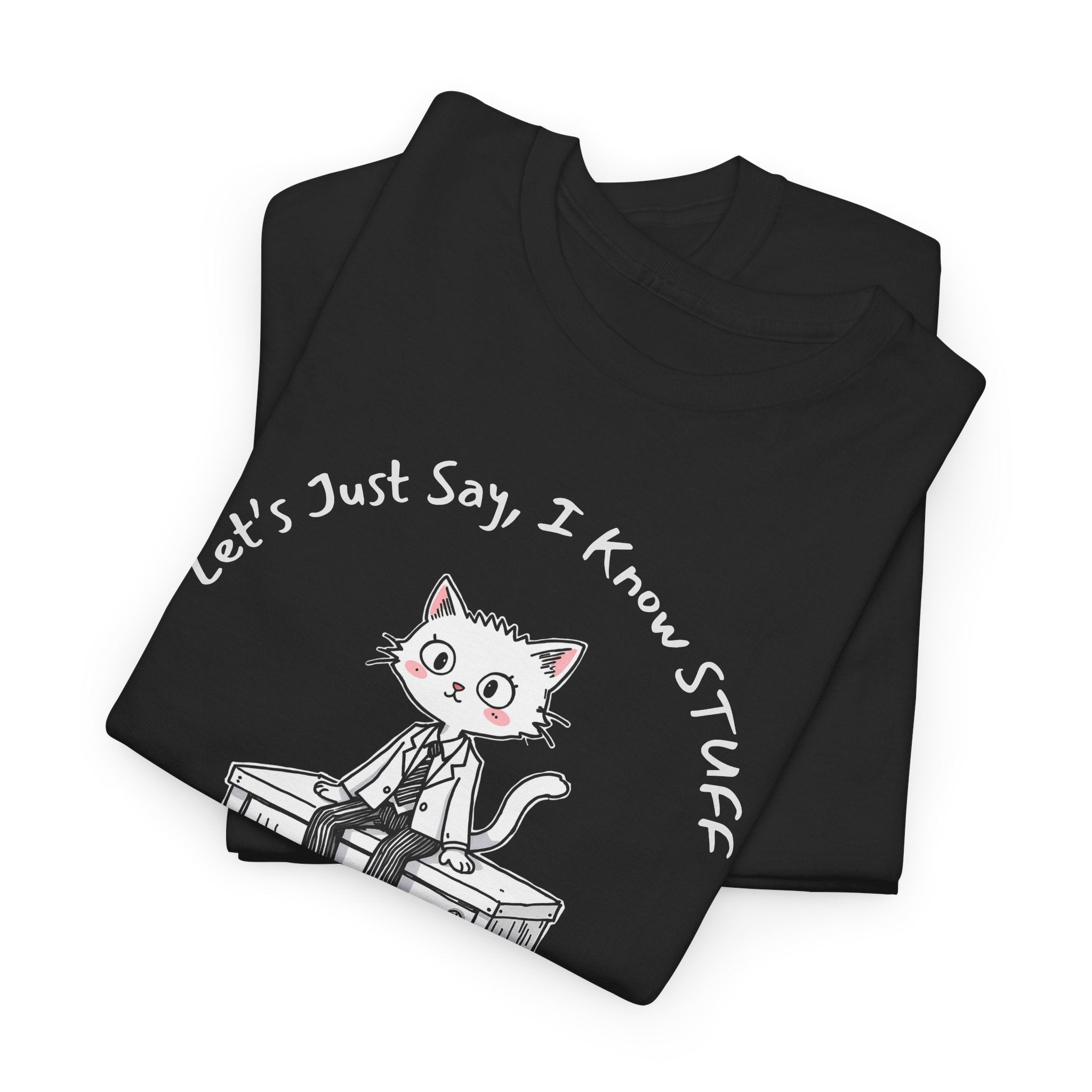 Work Place Humor- Let's Just Say, I Know Stuff – Funny Office Staffer POV Cat Shirt