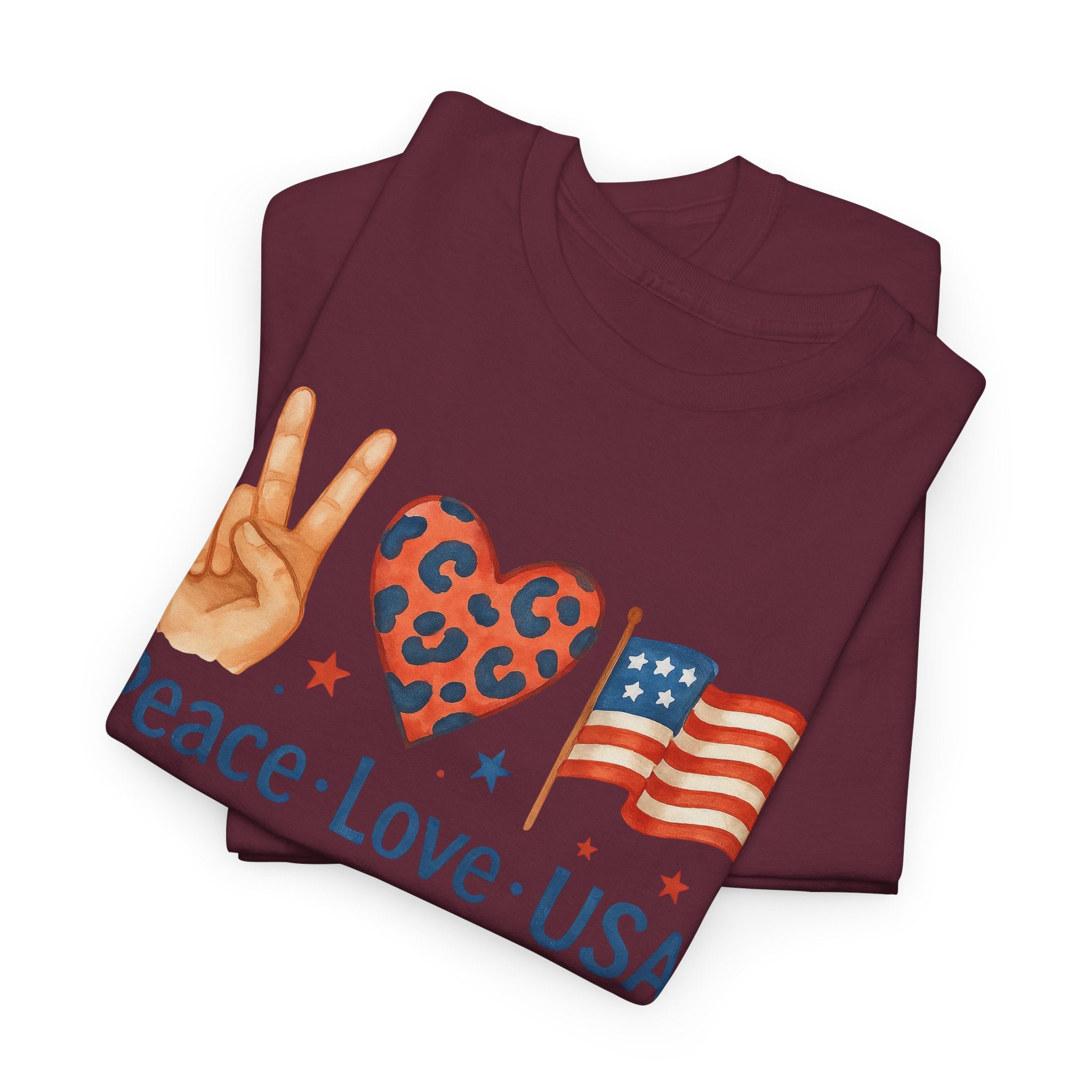 Peace Love USA Patriotic Watercolor Graphic 4th of July Shirt