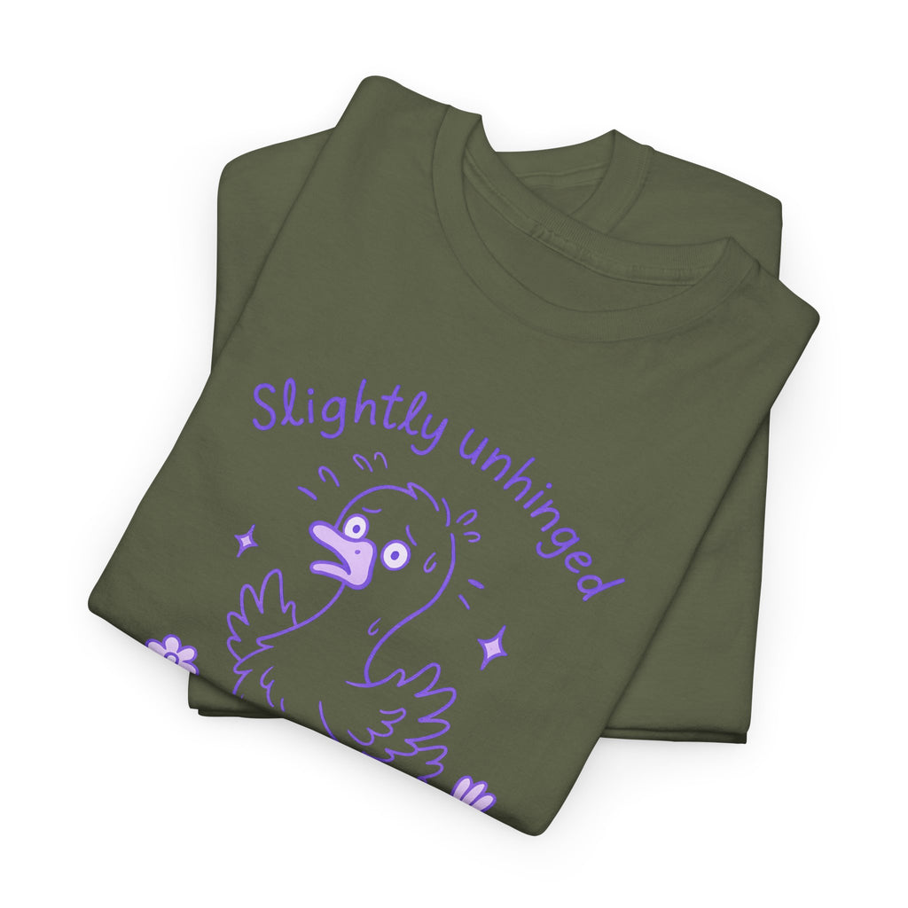 Slightly Unhinged and Freakin’ Goose T-Shirt – Chaotic Funny Animal Shirt with Custom Option, Unisex Tee, Humorous Graphic Shirt, Quirky Gift for Nature Lovers, Goose Lover Apparel