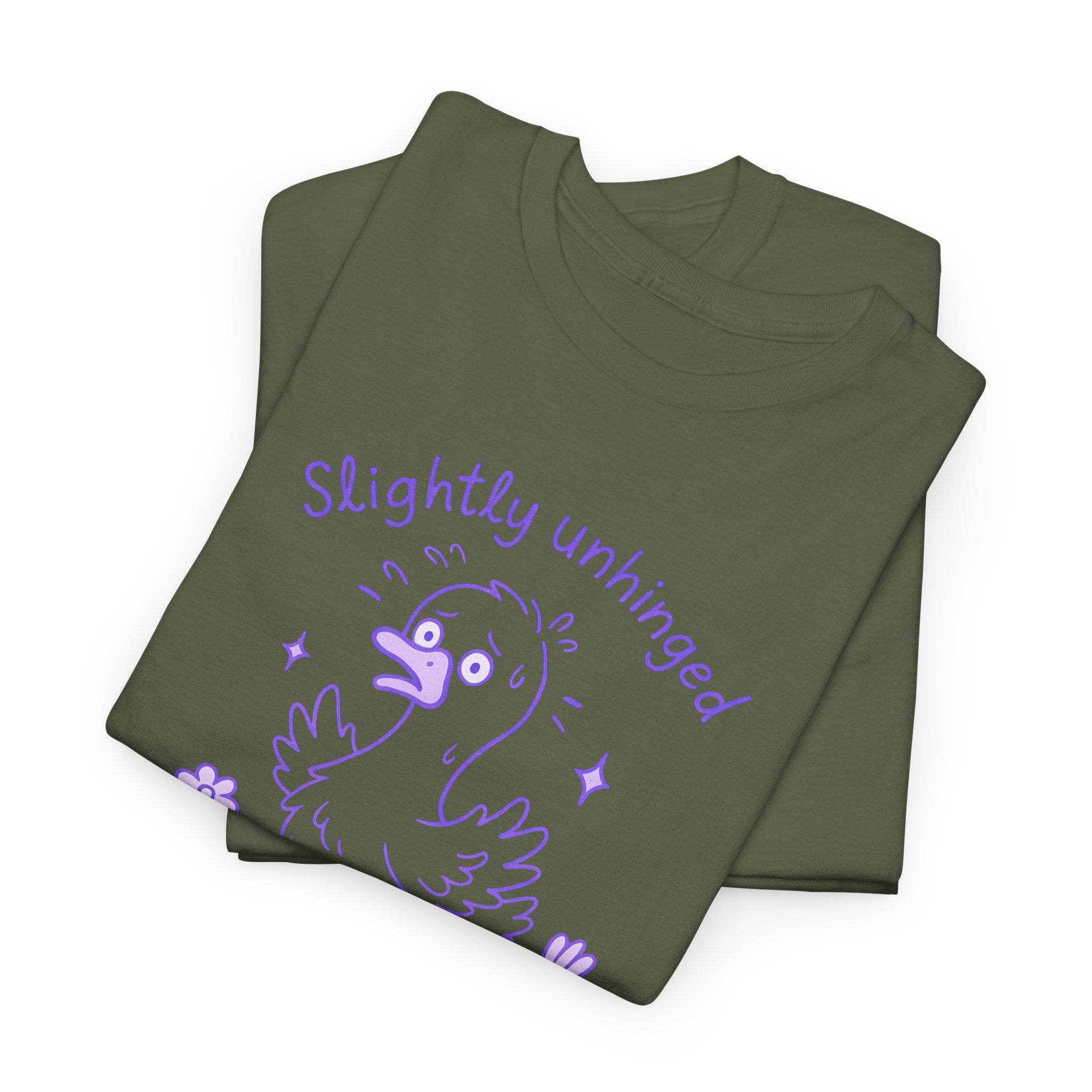 Slightly Unhinged and Freakin’ Goose T-Shirt – Chaotic Funny Animal Shirt with Custom Option, Unisex Tee, Humorous Graphic Shirt, Quirky Gift for Nature Lovers, Goose Lover Apparel