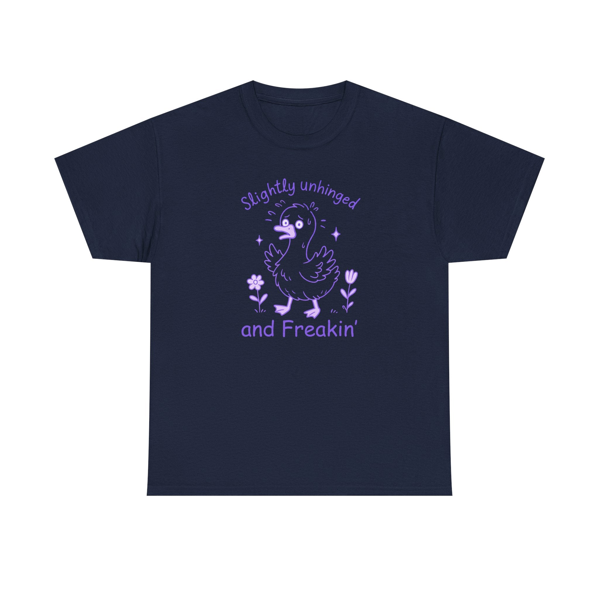 Slightly Unhinged and Freakin’ Goose T-Shirt – Chaotic Funny Animal Shirt with Custom Option, Unisex Tee, Humorous Graphic Shirt, Quirky Gift for Nature Lovers, Goose Lover Apparel