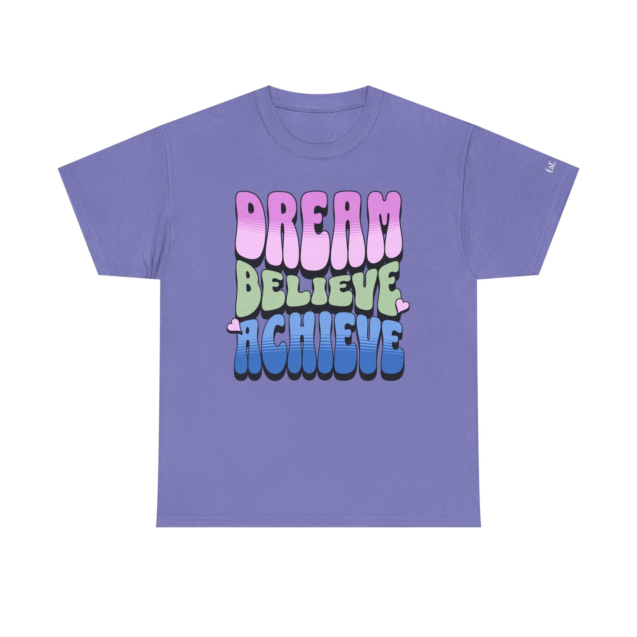 Dream Believe Achieve, Motivational Tee Personalized Sleeve Custom Hashtag, or Passion, Inspirational T-Shirt