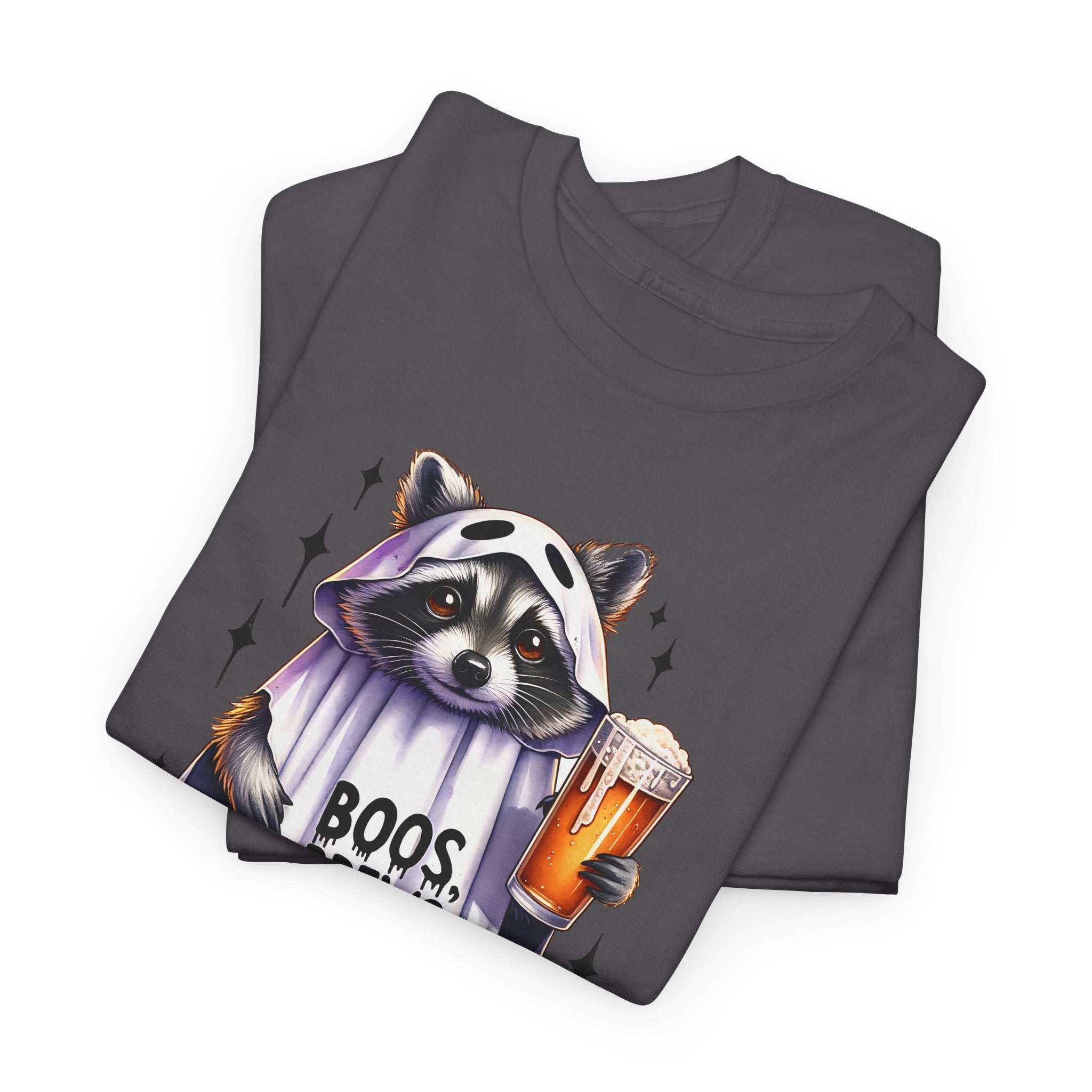 Halloween Raccoon Tee, Fun Unisex Heavy Cotton Shirt, Cute Animal Graphic Shirt, Fall Apparel for Parties, Halloween Costume Top