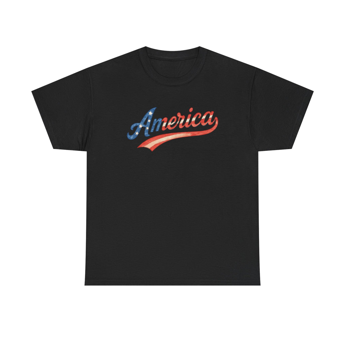 America Script Retro Patriotic Red White Blue USA Graphic Tee Family 4th or Independence Day