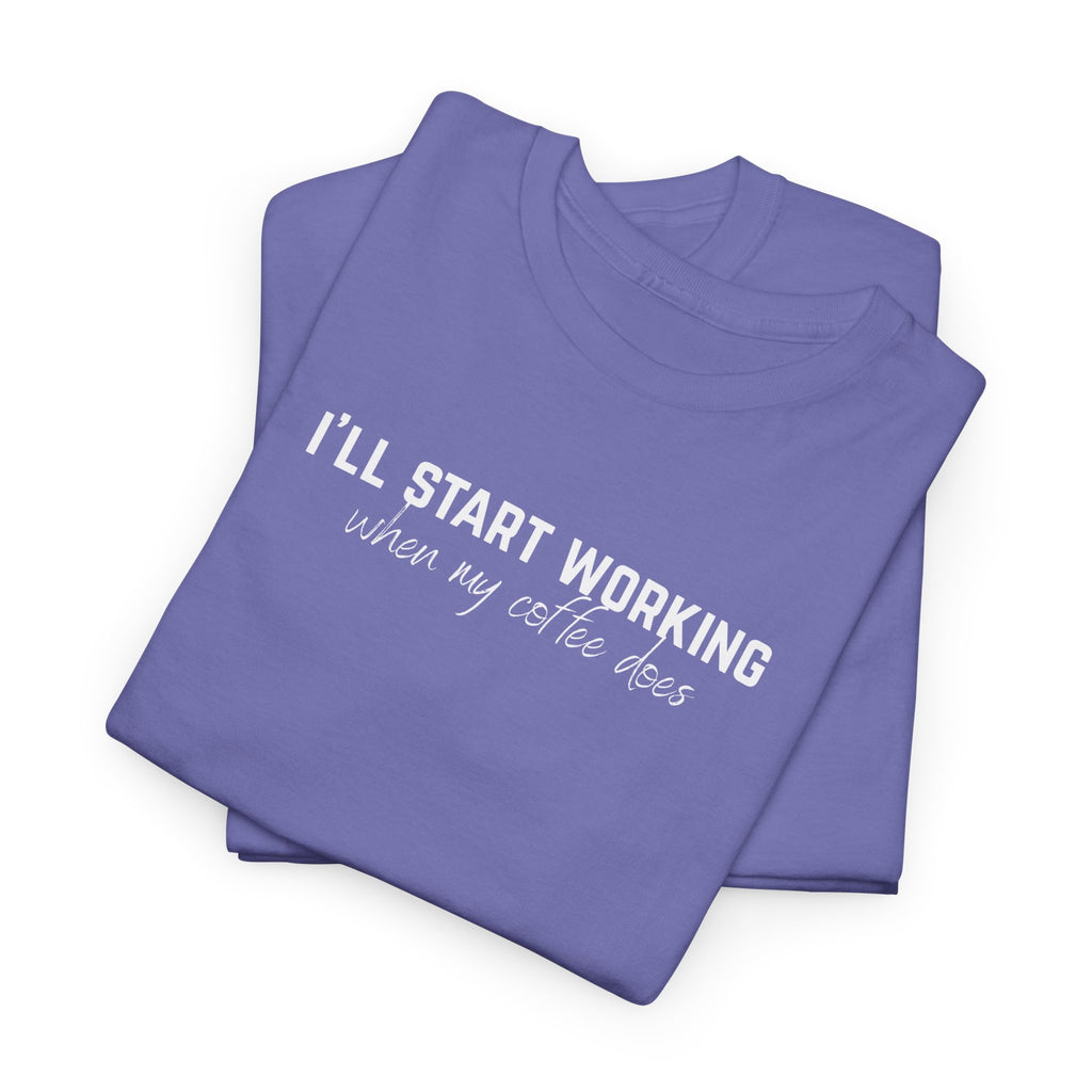 Funny Coffee Work Shirt for Women & Men | Custom Left Sleeve Year | Office T-Shirt Gift Idea