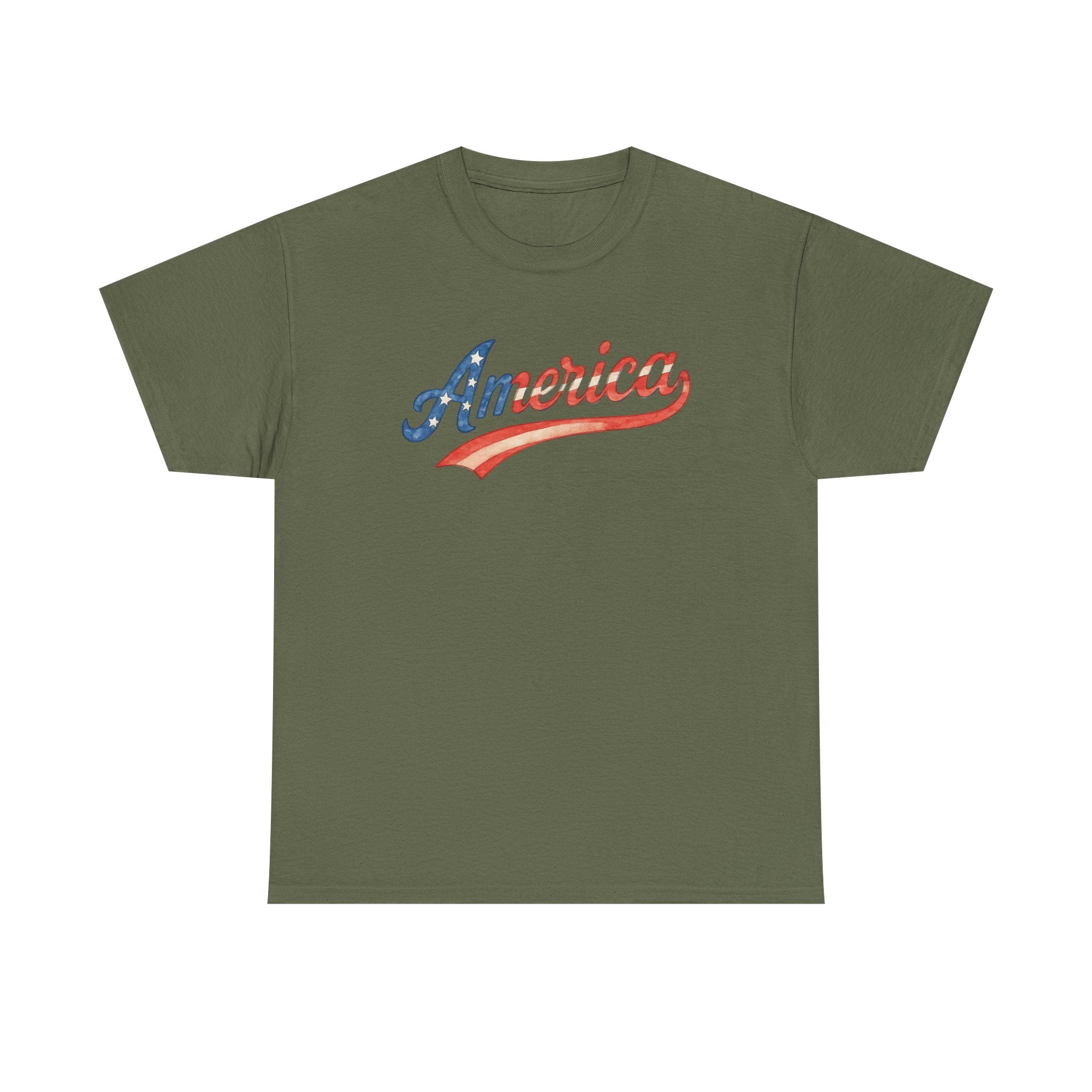 America Script Retro Patriotic Red White Blue USA Graphic Tee Family 4th or Independence Day