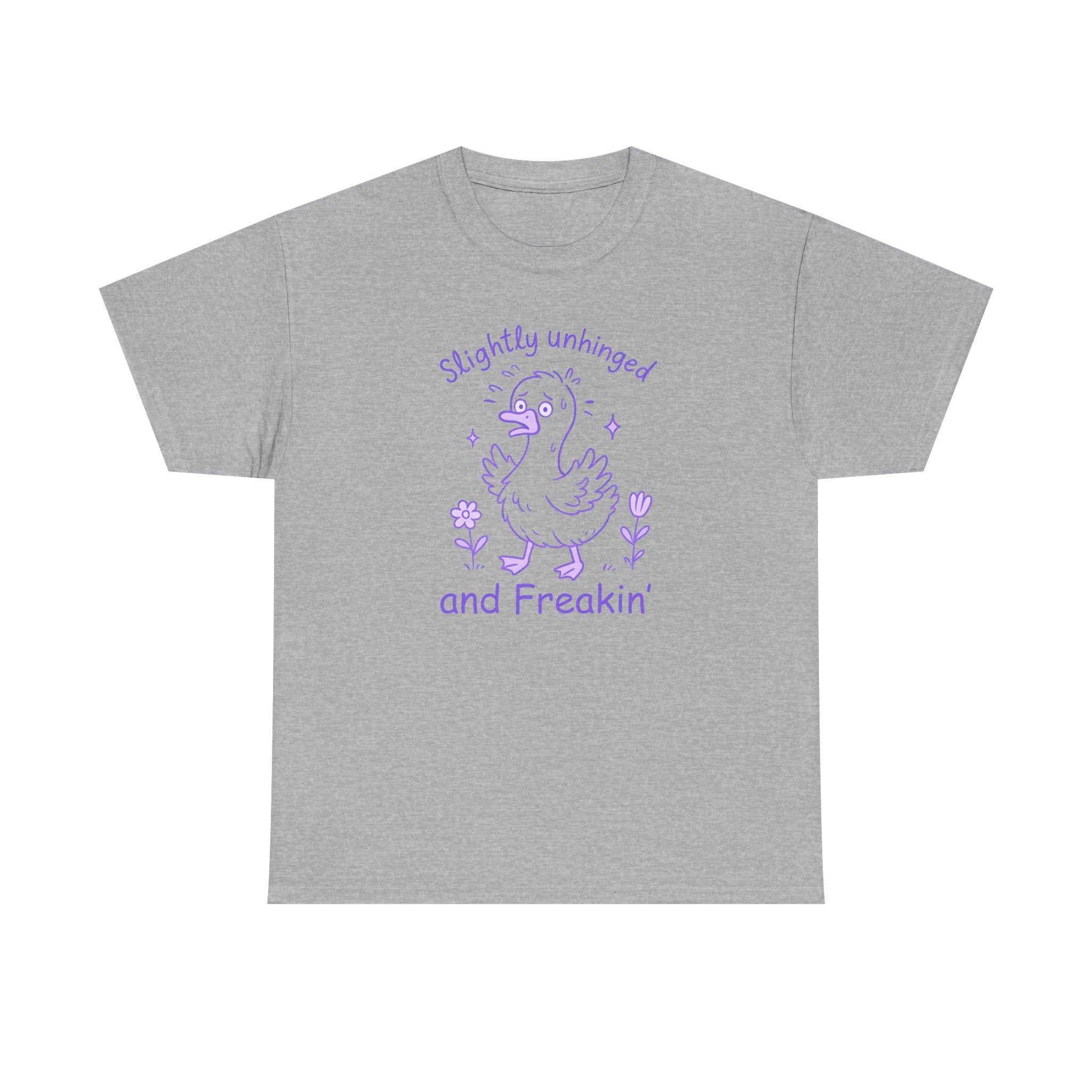 Slightly Unhinged and Freakin’ Goose T-Shirt – Chaotic Funny Animal Shirt with Custom Option, Unisex Tee, Humorous Graphic Shirt, Quirky Gift for Nature Lovers, Goose Lover Apparel