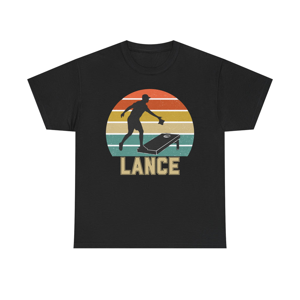 Personalized CornHole Tee Retro Sunset Design Add Custom Name Outdoor Lover Gift Get Together Shirt