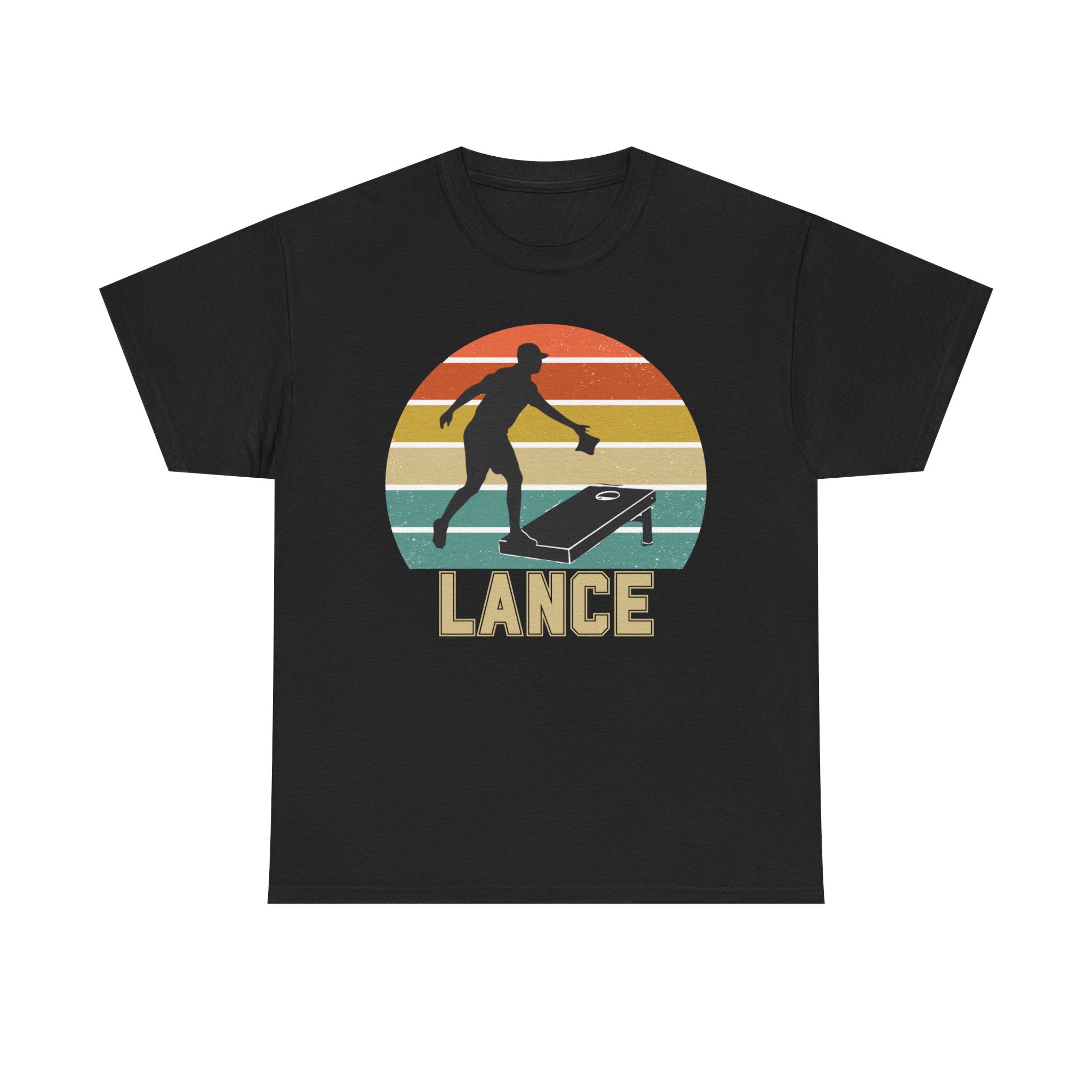 Personalized CornHole Tee Retro Sunset Design Add Custom Name Outdoor Lover Gift Get Together Shirt