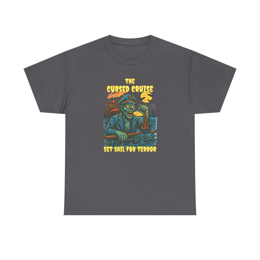 Cursed Cruise Graphic T-Shirt – Funny Horror Cruise Shirt with Custom Name & Year Halloween Tee, Unisex Horror Apparel, Spooky Gift, Horror Movie Shirt