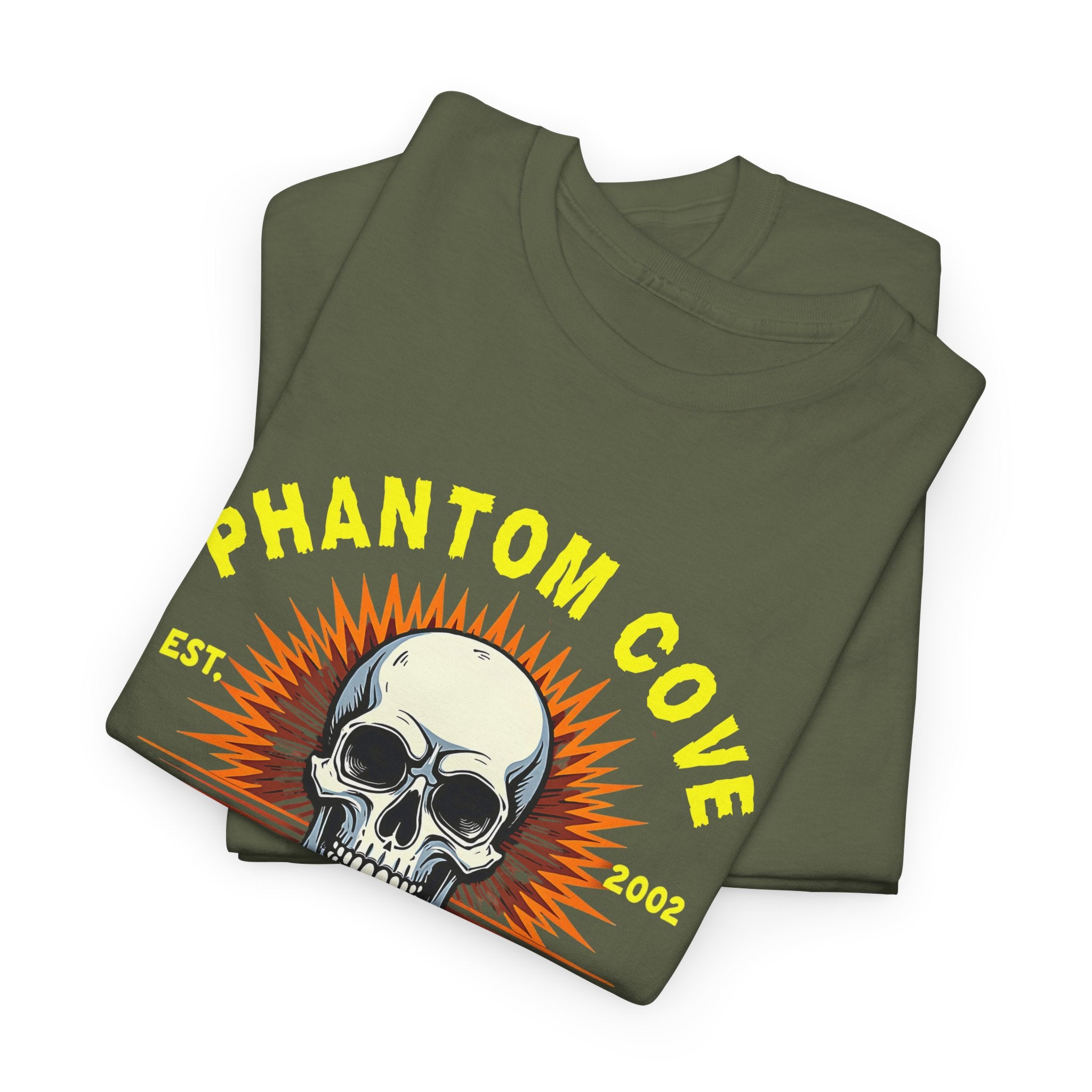 Phantom Cove Skull Graphic Tee, Unisex Heavy Cotton T-Shirt, Halloween Shirt, Amusement Park Apparel, Casual Wear, Gift Idea