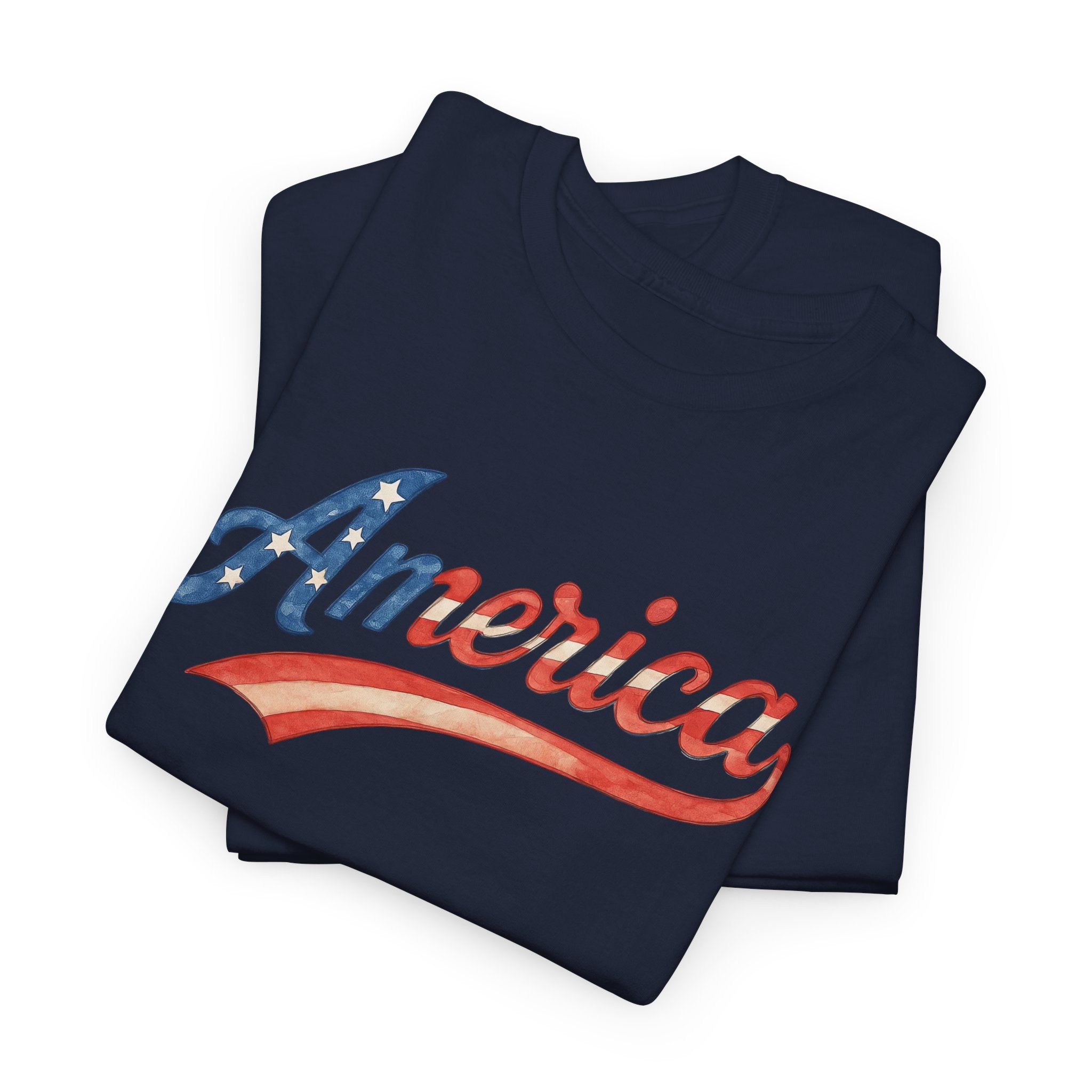 America Script Retro Patriotic Red White Blue USA Graphic Tee Family 4th or Independence Day