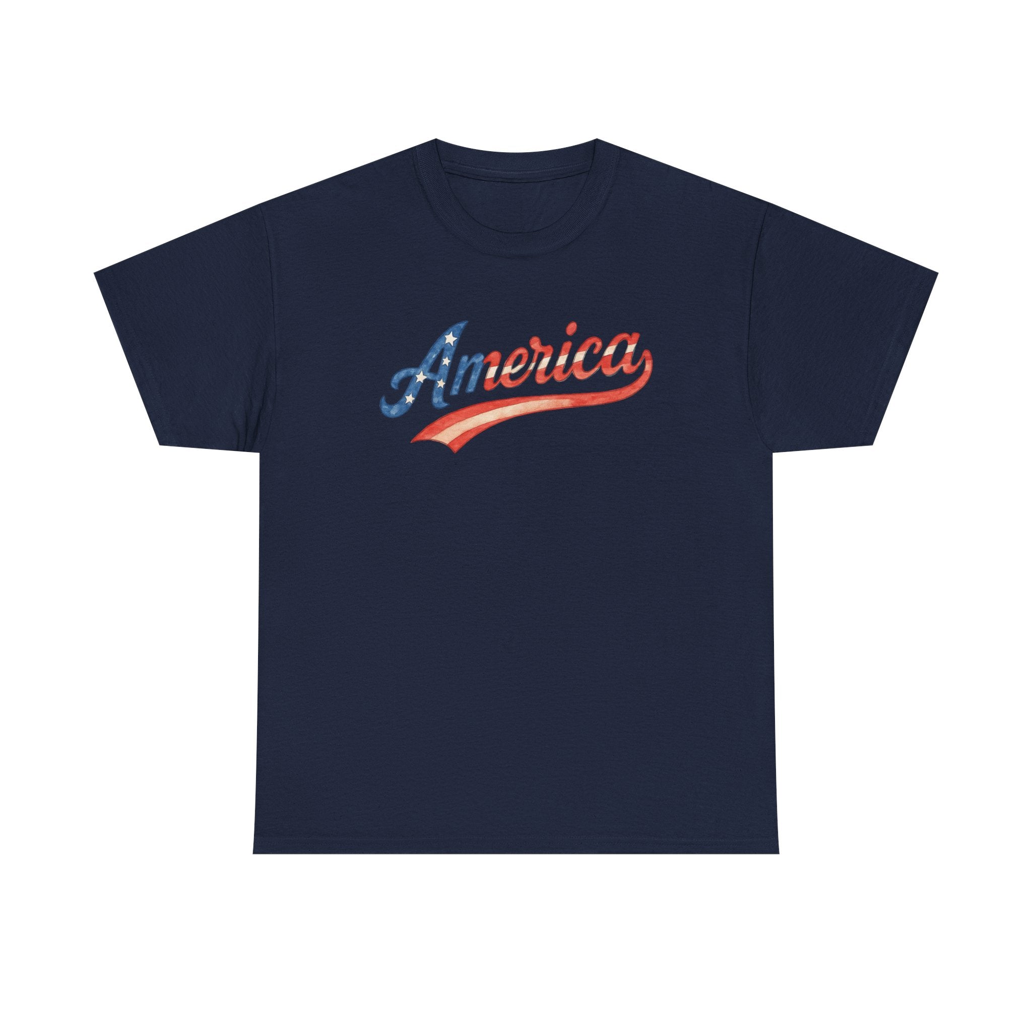 America Script Retro Patriotic Red White Blue USA Graphic Tee Family 4th or Independence Day