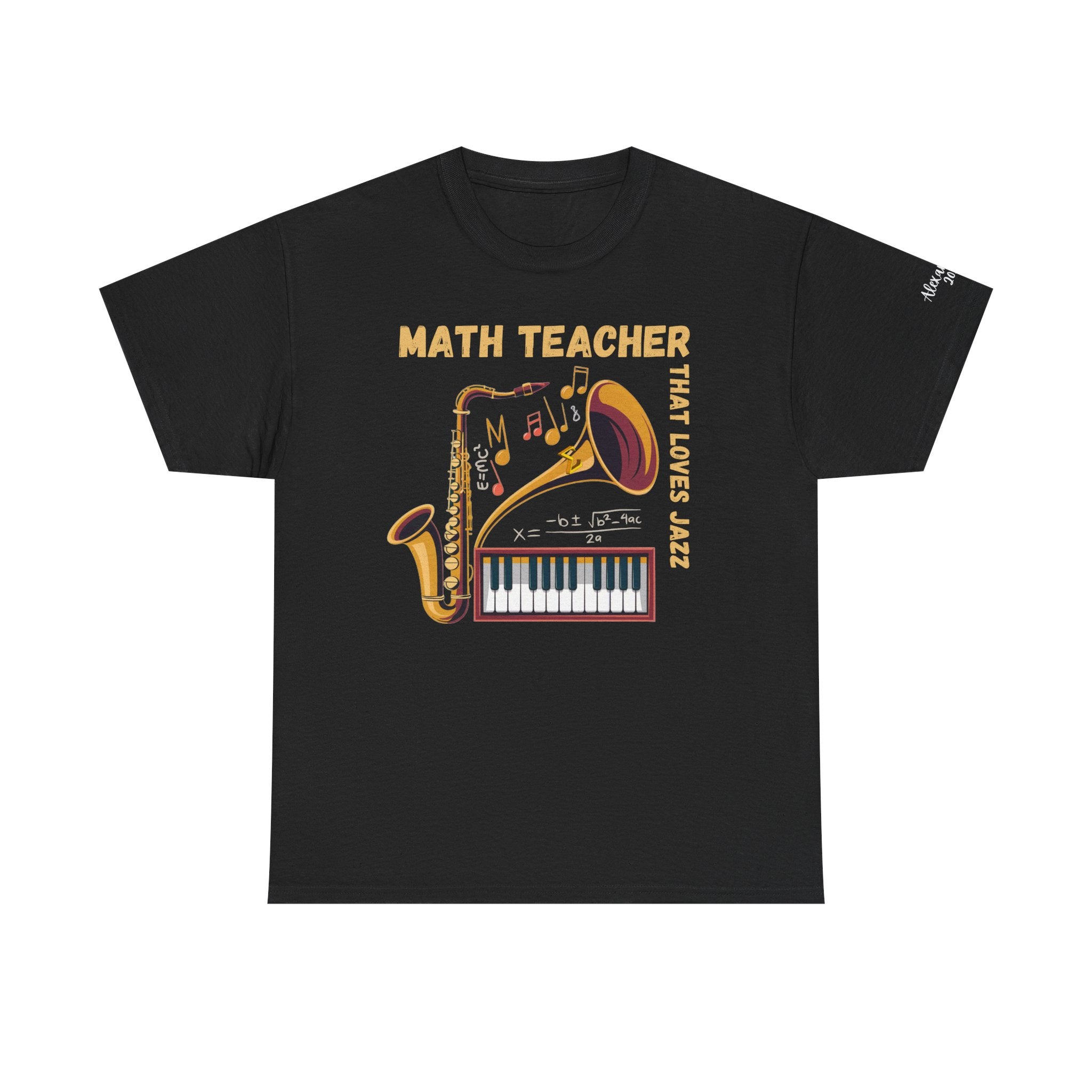 Math Teacher That Loves Jazz Unisex Tee, Personalized Sleeve, Customizable Shirt, Teacher Gift, Music Lover