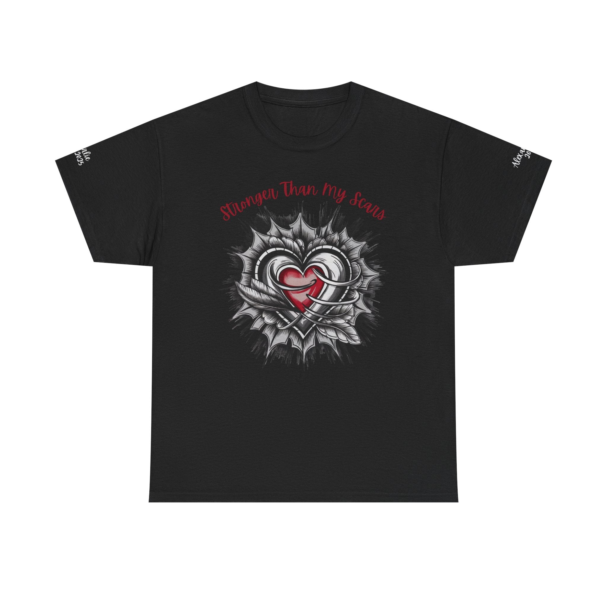 Personalized Heart Design, Customizable Sleeve Name, Date, Inspirational, Stronger than my Scars