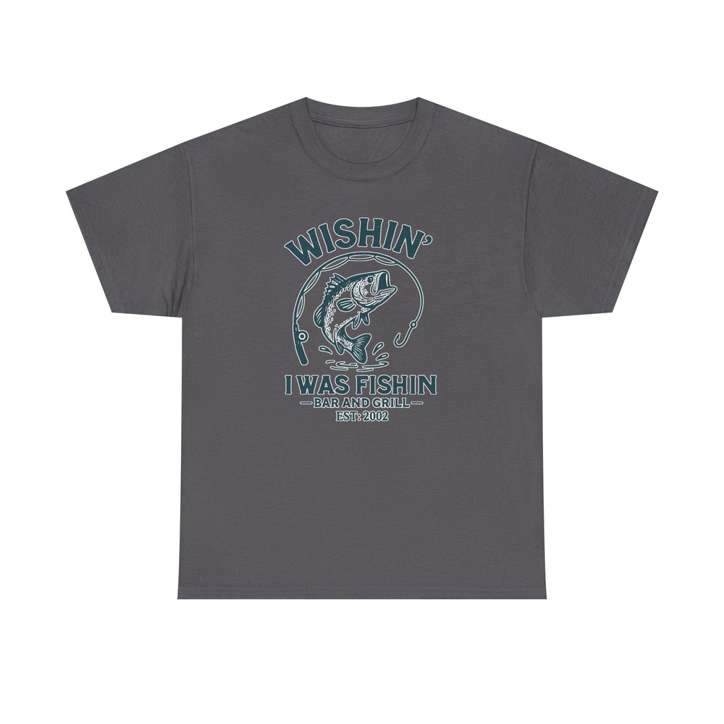 Wishin’ I Was Fishin’ Bar & Grill Tee – Funny Fishing Shirt – Custom “Est. YEAR” Gift