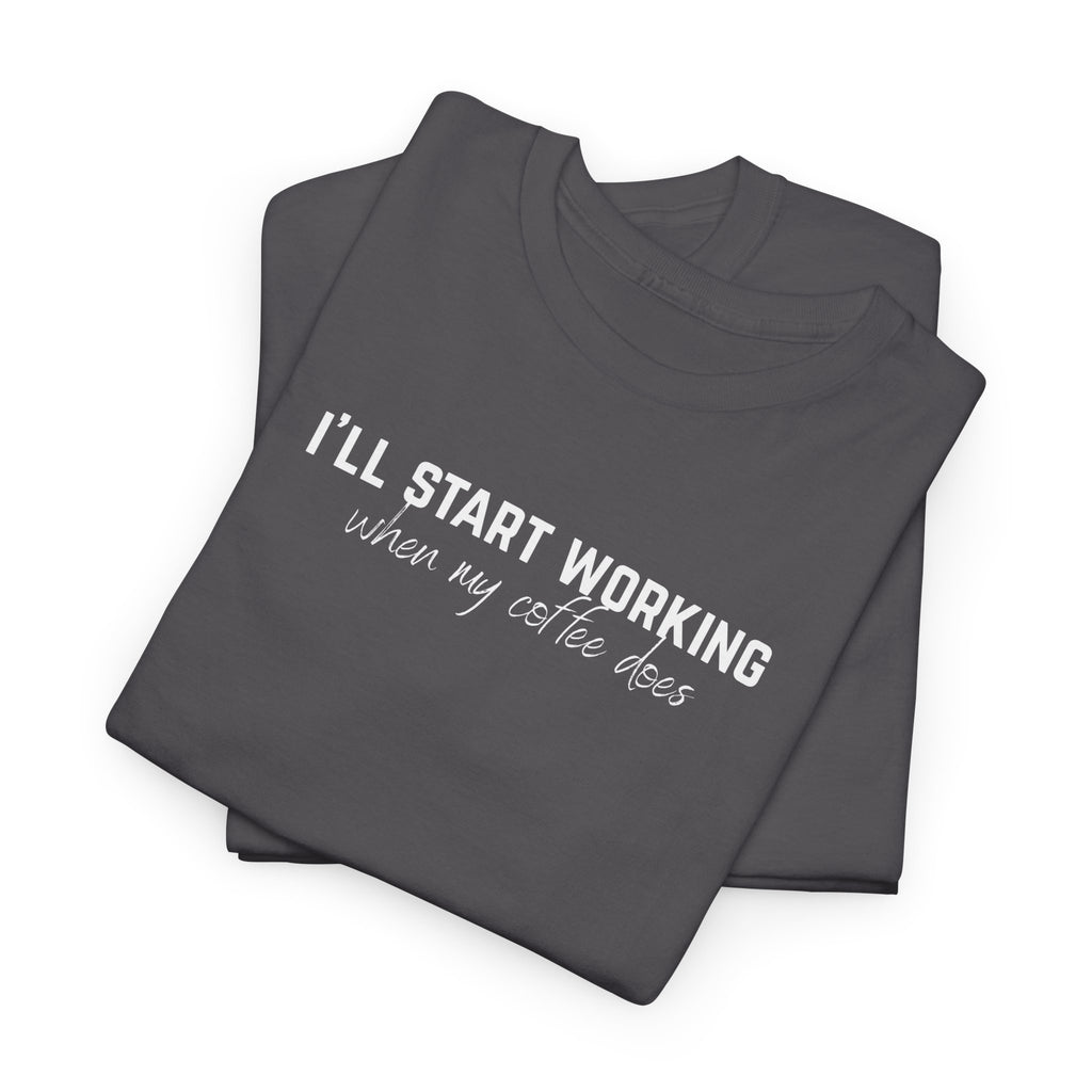 Funny Coffee Work Shirt for Women & Men | Custom Left Sleeve Year | Office T-Shirt Gift Idea