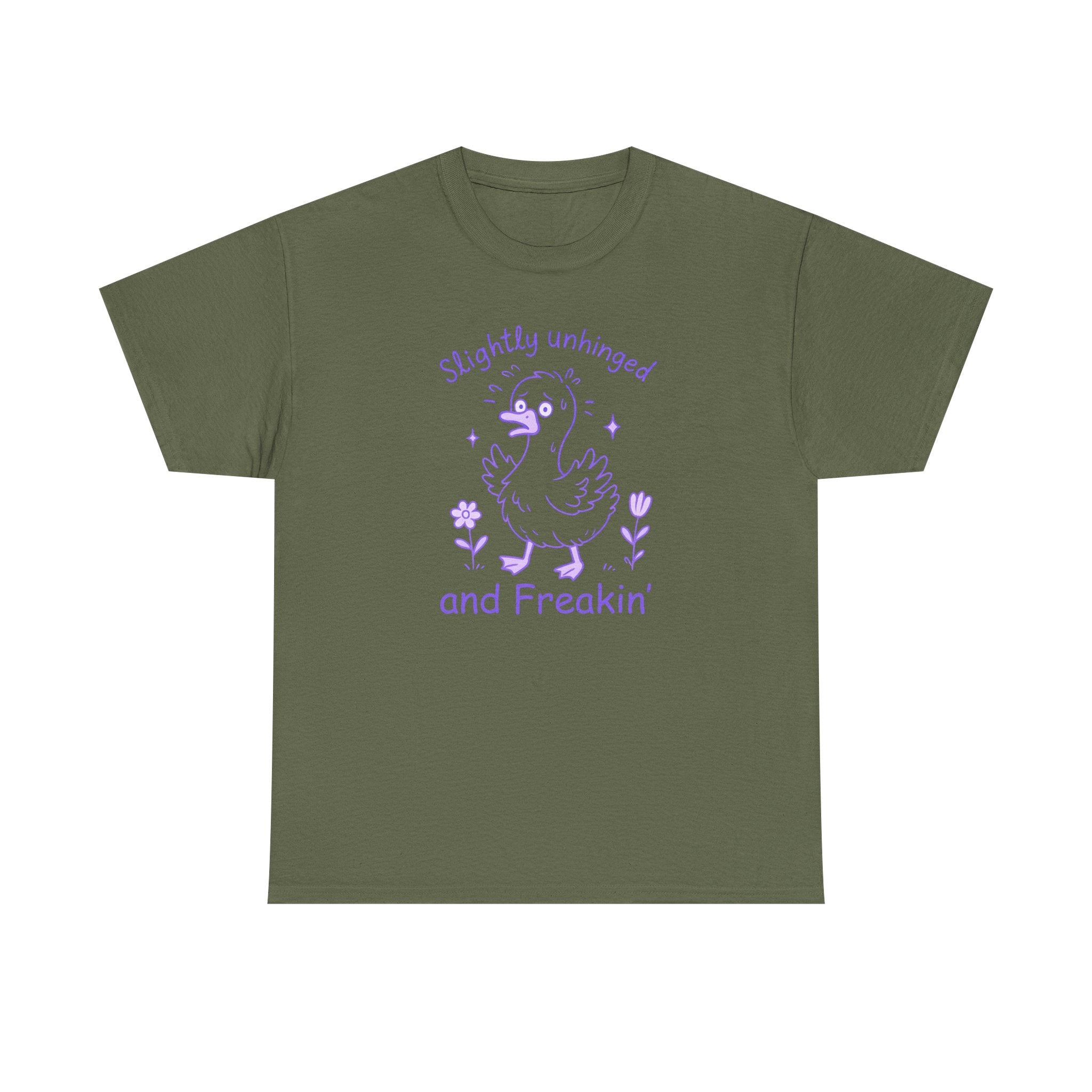 Slightly Unhinged and Freakin’ Goose T-Shirt – Chaotic Funny Animal Shirt with Custom Option, Unisex Tee, Humorous Graphic Shirt, Quirky Gift for Nature Lovers, Goose Lover Apparel