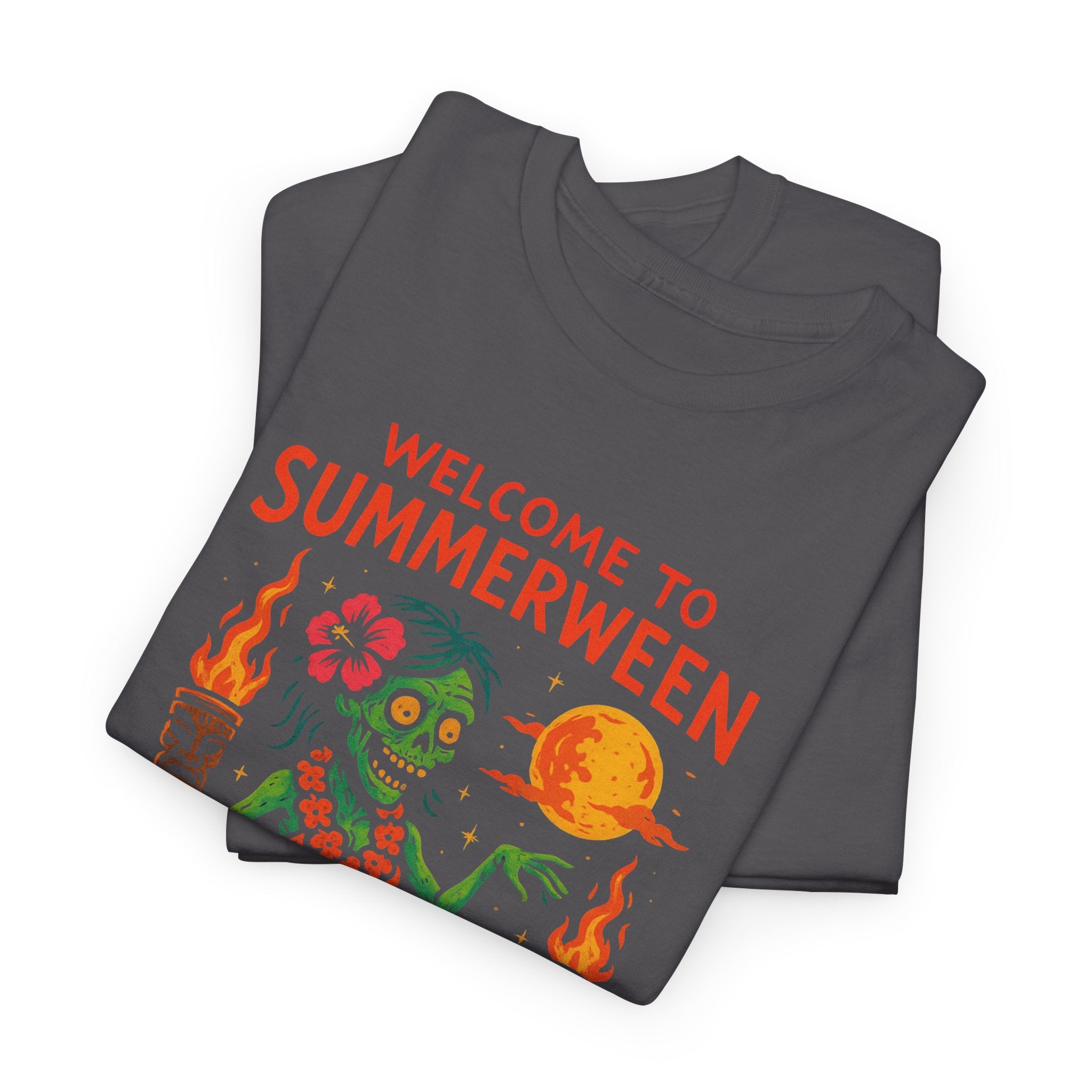 Summerween Chillin’ and Thrillin’ T-Shirt – Funny Zombie Luau Shirt with Custom Option | Fun Halloween Shirt, Party Apparel, Summer Vibes, Unique Gift