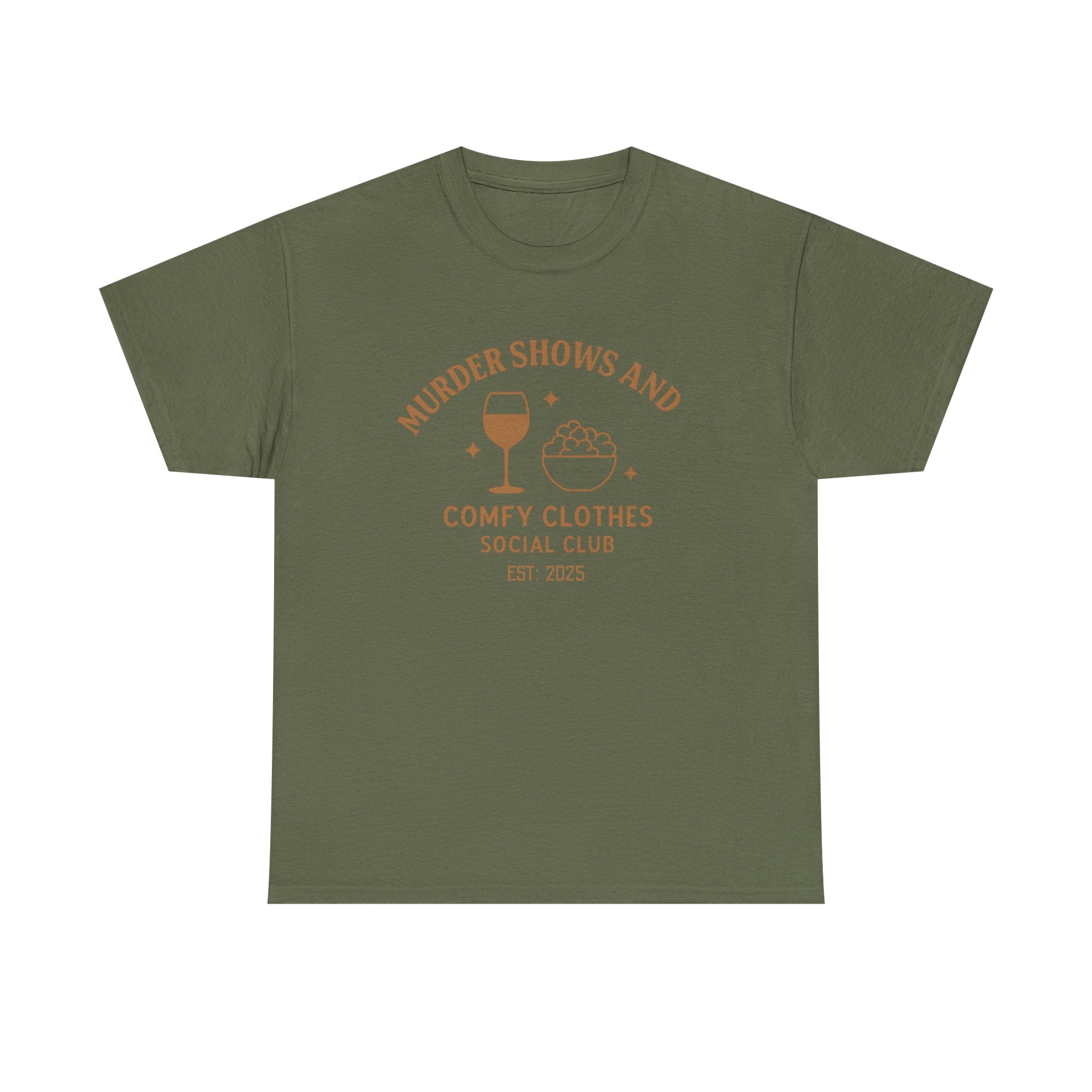 Murder Shows & Comfy Clothes T-Shirt – Funny True Crime Tee for Women Who Unwind with Wine, Snacks & Suspicious Alibis during True Crime Marathons